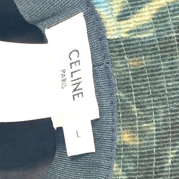 CELINE Corduroy tie-dye logo hat Bucket hat cotton Green - Picture 3 of 8